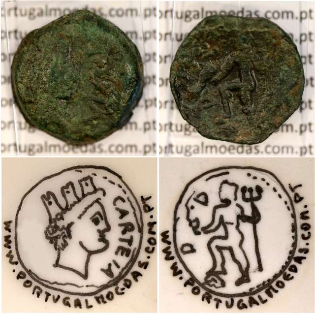 Augustus,  Semis Æ coin of Hispania city Carteia, (27 a.C. a 14 d.C.), Legenda: CARTEIA / D.D., RPC 122 Burgos 662