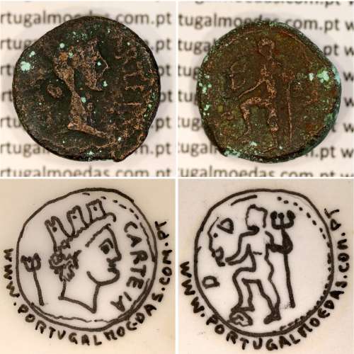 Augustus, Semis Æ, Carteia - Hispania, (27 a.C. a 14 d.C.), Legenda: CARTEIA / D.D., RPC 122, Burgos 662