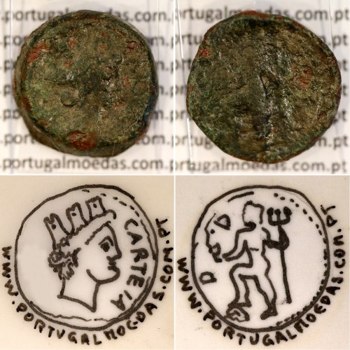 Augustus, Semis Æ, Carteia - Hispania, (27 a.C. a 14 d.C.), Legenda: CARTEIA / D.D., RPC 122