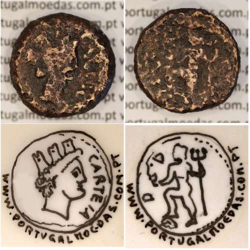 Augustus, Semis Æ, Carteia - Hispania, (27 a.C. a 14 d.C.), Legenda: CARTEIA / D.D., RPC 122