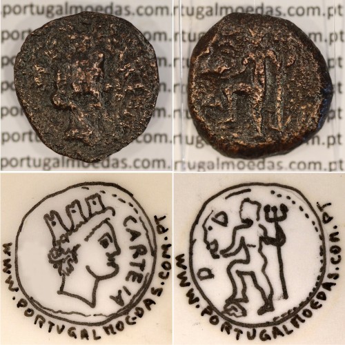 Augustus,  Semis Æ coin of Hispania city Carteia, (27 a.C. a 14 d.C.), Legenda: CARTEIA / D.D., RPC 122, Burgos 663