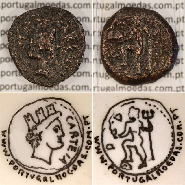 Augustus, Semis Æ, Carteia - Hispania, (27 a.C. a 14 d.C.), Legenda: CARTEIA / D.D., RPC 122
