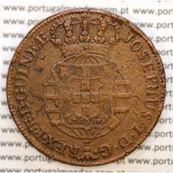 1 Macuta 1770 copper D. José I, Angola, 6 pearls on the outer arch crown and 70 on the circle, World Coins Angola KM 12