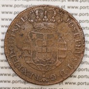 1 Macuta 1770 copper D. José I, Angola, 6 pearls on the outer arch crown and 70 on the circle, World Coins Angola KM 12