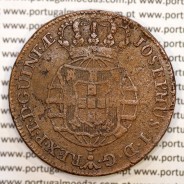 1 Macuta 1770 cobre D. José I, Angola, 6 pérolas nos arcos exterior da coroa e 70 no circulo, World Coins Angola KM 12