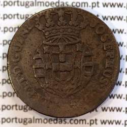 Angola coin of 1/4 Macuta 1762 copper D. José I, pearly Cross, 71 pearls in the circle, World Coins Angola KM 10