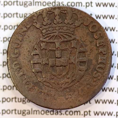 Angola coin of 1/4 Macuta 1762 copper D. José I, pearly Cross, 71 pearls in the circle, World Coins Angola KM 10