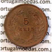 Portugal coin of 5 Reis 1900 bronze of King Carlos I, (XF), World Coins Portugal KM 530