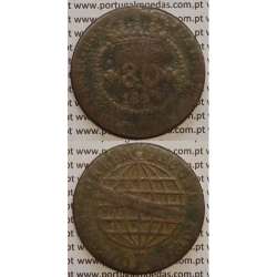 MOEDA 80 RÉIS COBRE 1813 (MBC-) S. TOMÉ E PRÍNCIPE "41 PEROLAS"