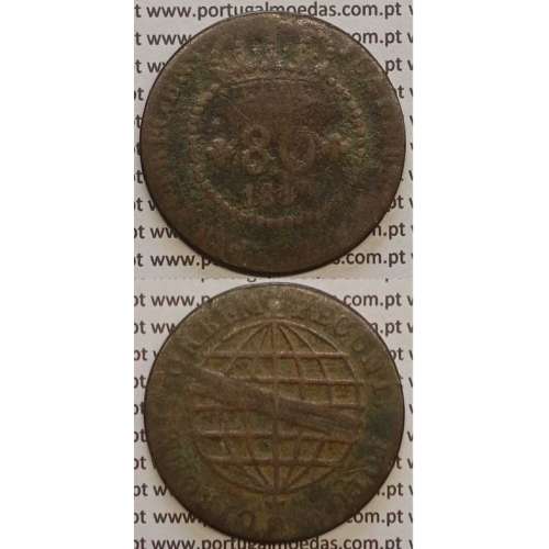 MOEDA 80 RÉIS COBRE 1813 (MBC-) S. TOMÉ E PRÍNCIPE "41 PEROLAS"
