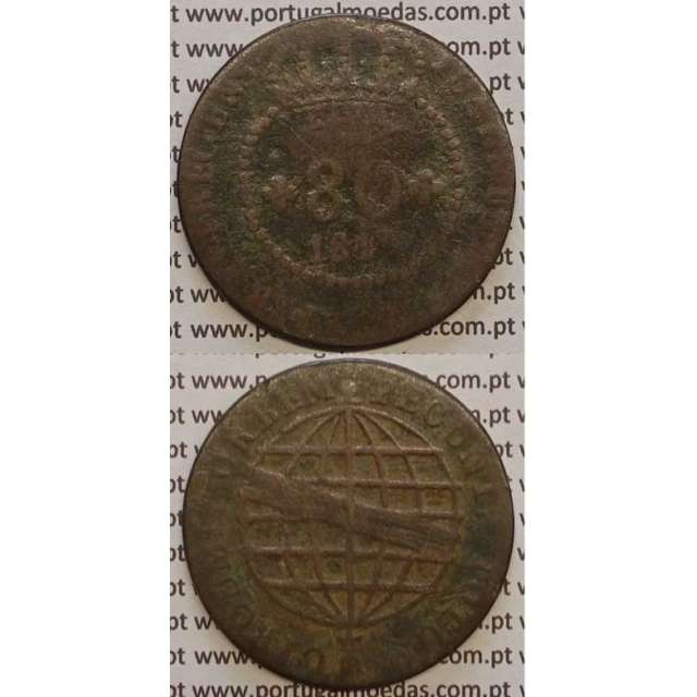 MOEDA 80 RÉIS COBRE 1813 (MBC-) S. TOMÉ E PRÍNCIPE "41 PEROLAS"