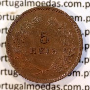 Portugal bronze coin of 5 reis 1904 of King Carlos I, variant sphere numeral "9" rectified angle 90º, World Coins KM 530