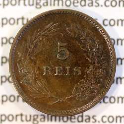 5 réis 1904 bronze D. Carlos I, variante esfera haste algarismo "9" menos retificada , (MBC), World Coins Portugal KM 530