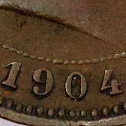 Portugal bronze coin of 5 reis 1904 of King Carlos I, variant sphere numeral "9" rectified angle 90º, World Coins KM 530