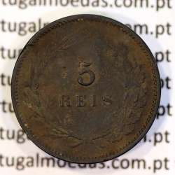Portugal bronze coin of 5 reis 1904 of King Carlos I, variant sphere numeral "9" rectified angle 90º, World Coins KM 530