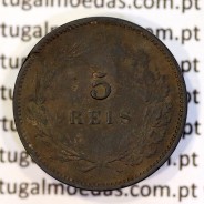 5 réis 1904 bronze D. Carlos I, variante esfera algarismo "9" retificada angulo  90º, (BC+), World Coins Portugal KM 530