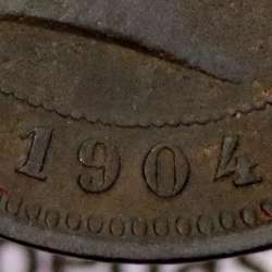Portugal bronze coin of 5 reis 1904 of King Carlos I, variant sphere numeral "9" rectified angle 90º, World Coins KM 530