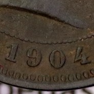 5 réis 1904 bronze D. Carlos I, variante esfera algarismo "9" retificada angulo  90º, (BC+), World Coins Portugal KM 530