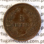 Portugal bronze coin of 5 reis 1904 of King Carlos I, variant sphere stem number "9" less rectified,  World Coins KM 530
