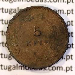 5 réis 1904 bronze D. Carlos I, variante esfera algarismo "9" retificada angulo  90º, (BC+), World Coins Portugal KM 530