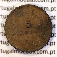 5 réis 1904 bronze D. Carlos I, variante esfera algarismo "9" retificada angulo  90º, (BC+), World Coins Portugal KM 530