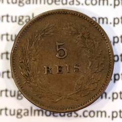 5 réis 1904 bronze D. Carlos I, variante esfera haste algarismo "9" menos retificada , (BC+), World Coins Portugal KM 530