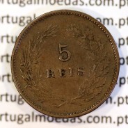 5 réis 1904 bronze D. Carlos I, variante esfera haste algarismo "9" menos retificada , (BC+), World Coins Portugal KM 530