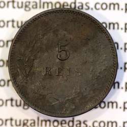 Portugal bronze coin of 5 reis 1904 of King Carlos I, variant sphere numeral "9" rectified angle 90º, World Coins KM 530