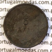 5 réis 1904 bronze D. Carlos I, variante esfera algarismo "9" retificada angulo  90º, (BC+), World Coins Portugal KM 530