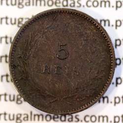 5 réis 1904 bronze D. Carlos I, variante esfera algarismo "9" retificada angulo  90º, (BC+), World Coins Portugal KM 530