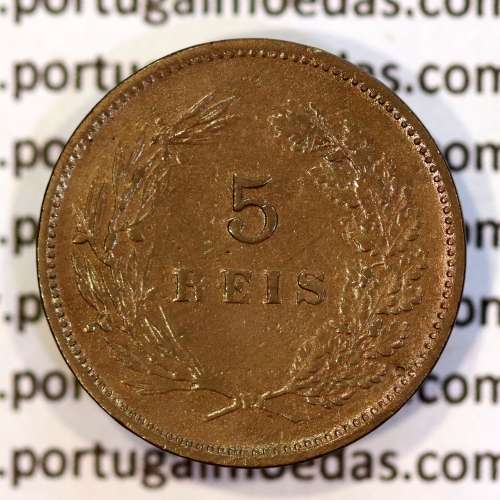 5 réis 1904 bronze D. Carlos I, variante com algarismos "1+9+0" retocados no cunho, (BC+), World Coins Portugal KM 530
