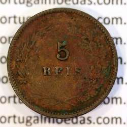 5 réis 1904 bronze D. Carlos I, variante esfera haste algarismo "9" menos retificada , (BC+), World Coins Portugal KM 530