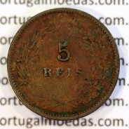 Portugal bronze coin of 5 reis 1904 of King Carlos I, variant sphere stem number "9" less rectified,  World Coins KM 530