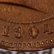 5 réis 1904 bronze D. Carlos I, variante com algarismos "1+9+0" retocados no cunho, (BC+), World Coins Portugal KM 530