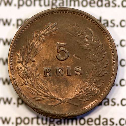 5 réis 1904 bronze D. Carlos I, variante com algarismos "1+9+0" retocados no cunho, (BC+), World Coins Portugal KM 530