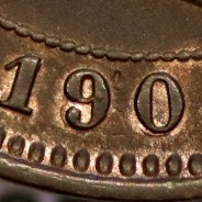 5 réis 1904 bronze D. Carlos I, variante com algarismos "1+9+0" retocados no cunho, (BC+), World Coins Portugal KM 530