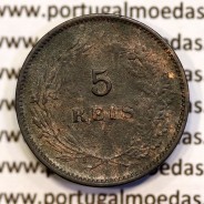 5 réis 1904 bronze D. Carlos I, variante esfera haste algarismo "9" menos retificada , (BC), World Coins Portugal KM 530