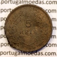 5 réis 1904 bronze D. Carlos I, variante com algarismos "1+9+0" retocados no cunho, (BC-/REG), World Coins Portugal KM 530
