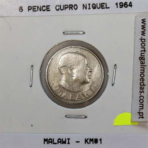 Malawi 6 Pence 1964 Copper-Nickel, (VF), World Coins Malawi KM 1