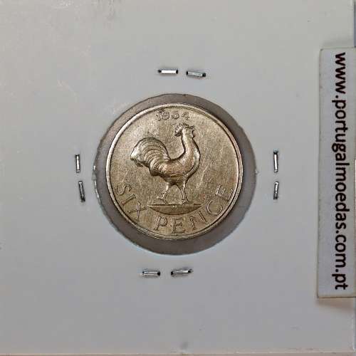 Malawi 6 Pence 1964 Cupro níquel, (MBC), World Coins Malawi KM 1