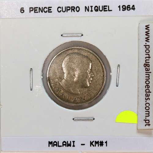 Malawi 6 Pence 1964 Copper-Nickel, (VF), World Coins Malawi KM 1