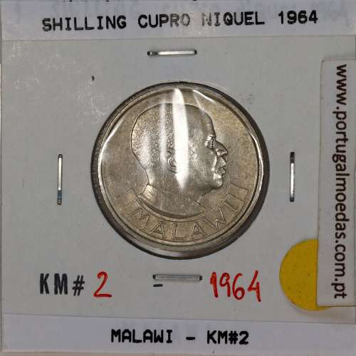 Malawi Shilling 1964 Cupro níquel, (Bela), World Coins Malawi KM 2