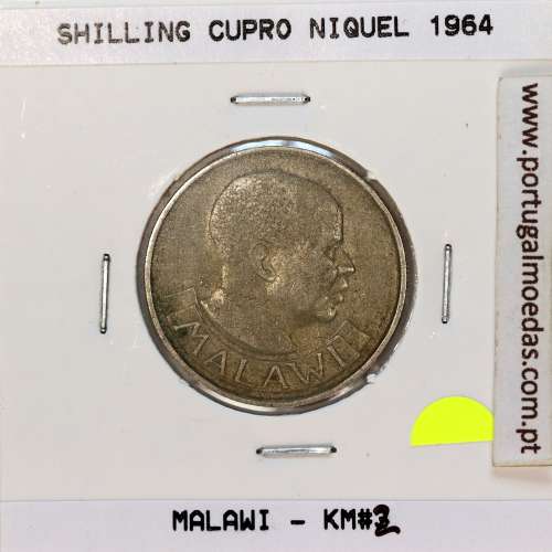 Malawi Shilling 1964 Cupro níquel, (MBC), World Coins Malawi KM 2