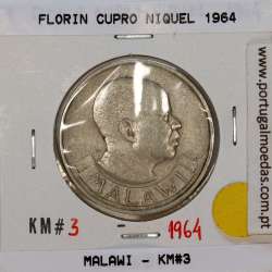 Malawi Shilling 1964 Cupro níquel, (VF), World Coins Malawi KM 2