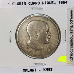 Malawi Florin 1964 Cupro níquel, (MBC), World Coins Malawi KM 3