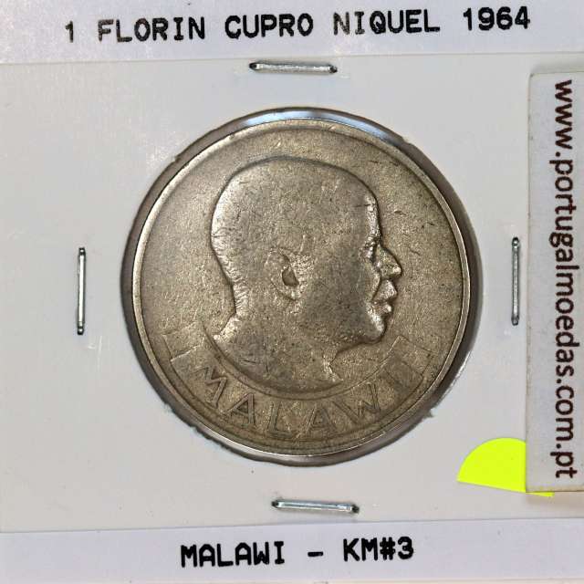 Malawi Florin 1964 Cupro níquel, (MBC), World Coins Malawi KM 3