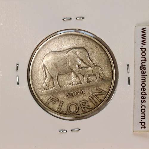 Malawi Florin 1964 Cupro níquel, (MBC), World Coins Malawi KM 3