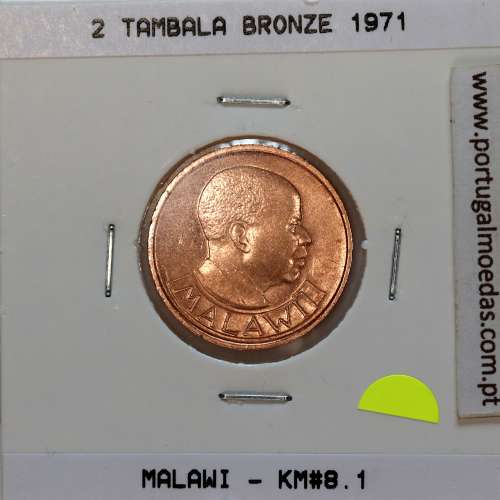 Malawi 2 Tambala 1971 Bronze, (XF), World Coins Malawi KM 8