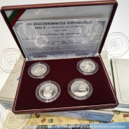 II Série dos descobrimentos em Prata PROOF 1989 -1990, 4x moedas 100$00 Prata 925%, "A Conquista do Atlântico", Portugal KM PS9