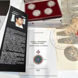 III Série dos descobrimentos em Prata PROOF 1991-92, 4 moedas 200$00 Prata 925%, "A Descoberta da América", World Coins KM PS14